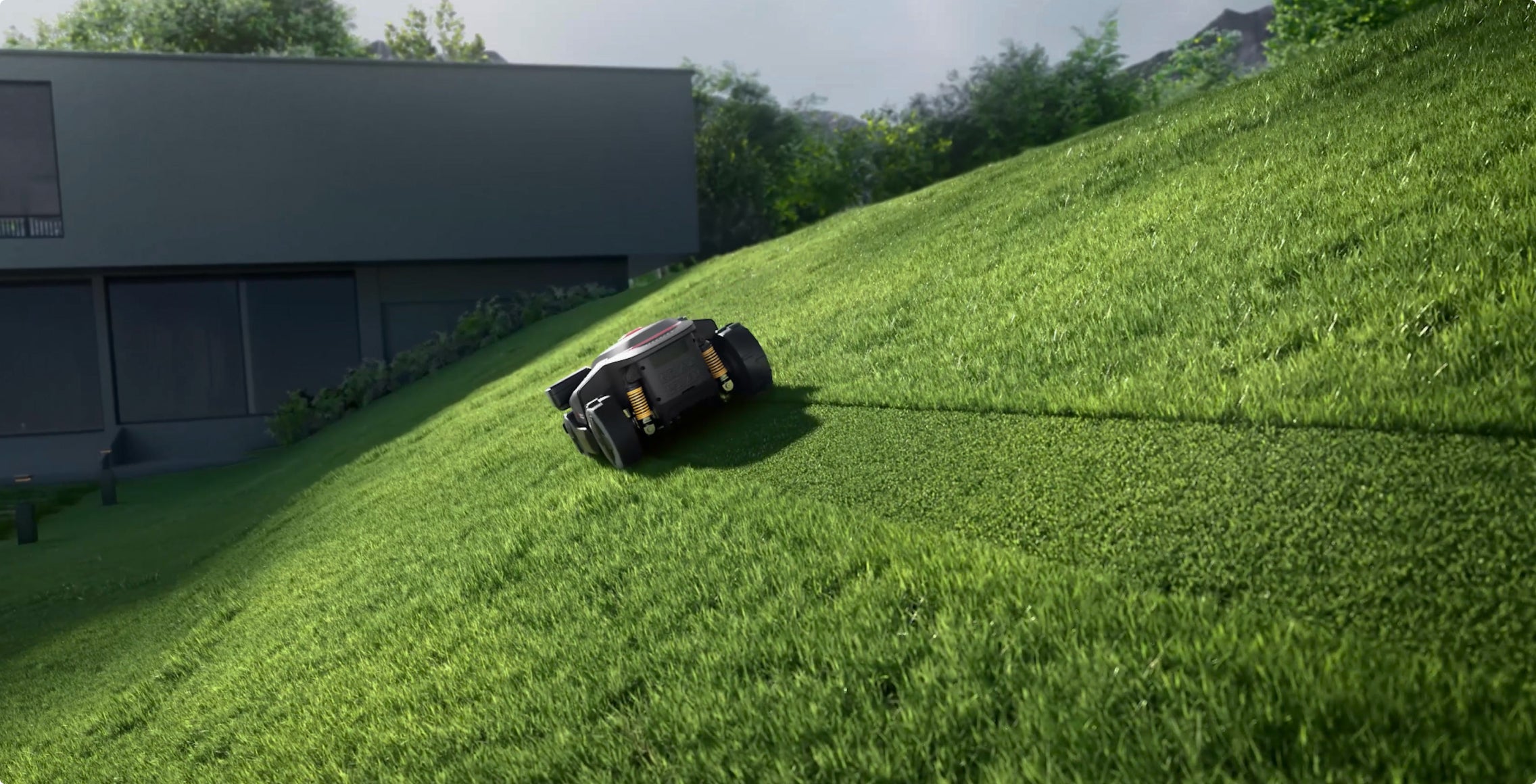 Roborock RockMow Z1 robotgressklipper fra RoboRock, sett i sort og hvitt design for automatisk gressklipping.